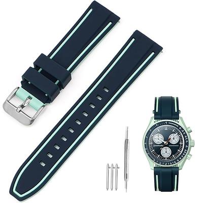 20mm Uhrenarmband für Swatch x OMEGA Speedmaster Silikon-Uhrenarmband für Swatch und Schnellverschluss Ersatzwerkzeug und 3 Federstege enthalten [Ylfcly]