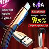 Aliaj de aluminiu 6A Linie de încărcare rapidă Cablu de încărcare 1m/2m Aplicabil pentru Android Apple Type-c iPhone ipad OPPO oneplus Samsung