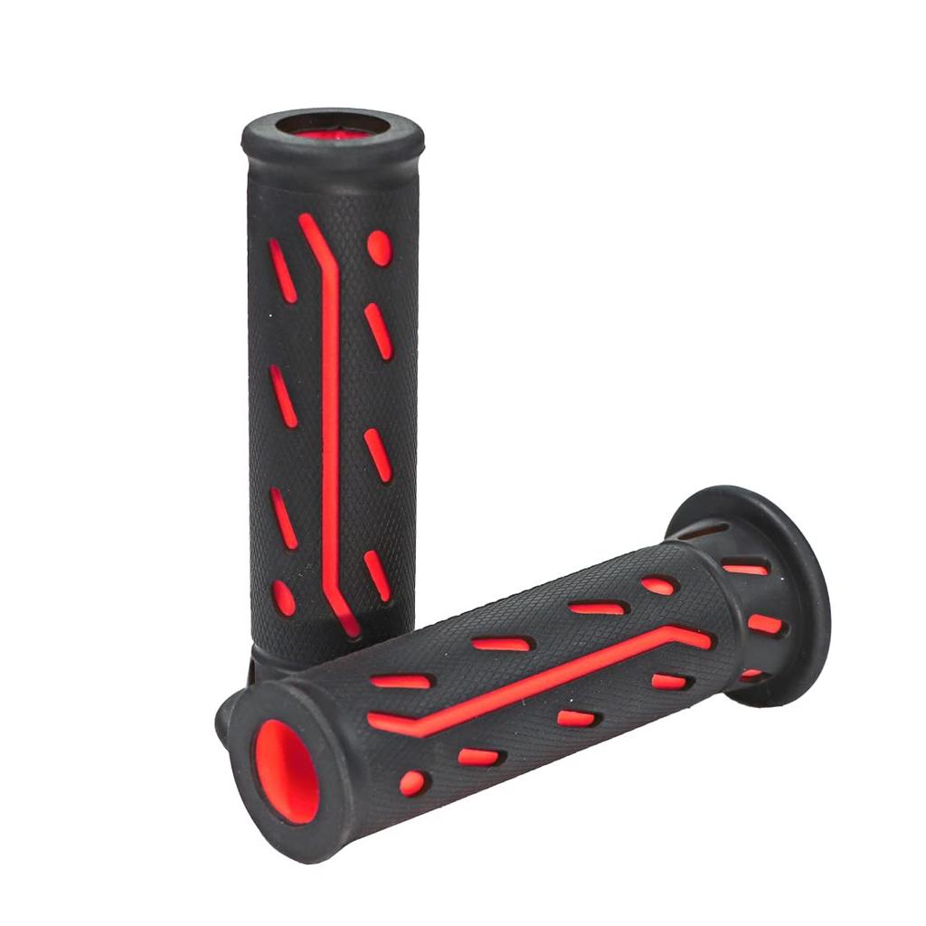 MOTO BASE MBGLP-01 Rubber Handle Grip for Motorcycles 0.9 inches (22.2 mm) (7/8) Penetration Universal Purpose MBGLP-01 (Black/Red)