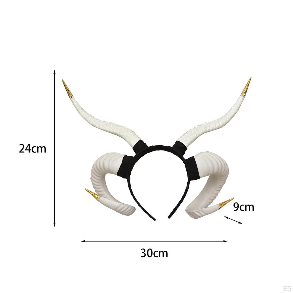 Devil Sheep Horn Headband Hair Accessory Gothic Punk Vintage Headwear Hairband for Halloween Costume