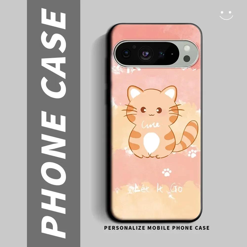 

For Google Pixel 9 9Pro Case Cat Shockproof Silicone Soft Phone Case For Google Pixel 9 Pro XL Flower Back Cover Fundas Conque Pixel 9 Pro XL