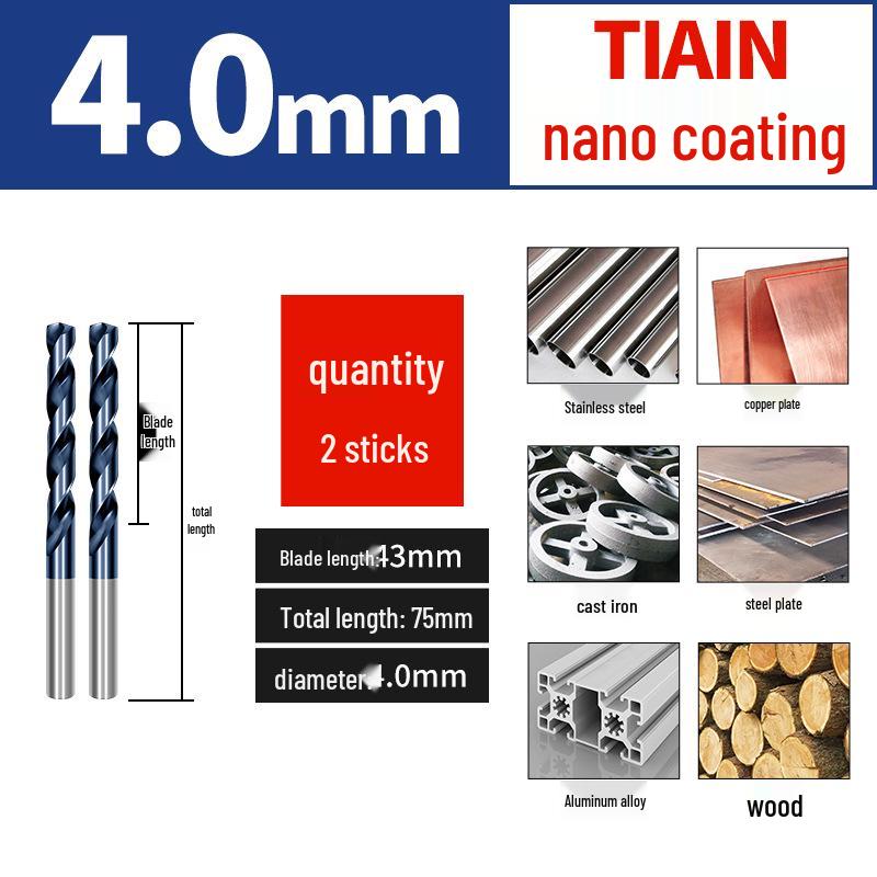 Cobalt-Coated Twist Drill Bit for Iron & Stainless Steel with Nano Coating, Ideal for High-Strength, Hard Material Drilling