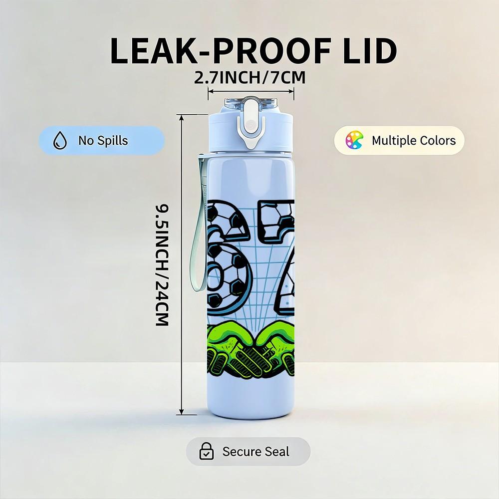 1PC Stone Style 67 Number Letter 750ml Color Plastic Sports Water Bottle Leakproof Flip Straw Lid Suitable for Sports Office Home Use
