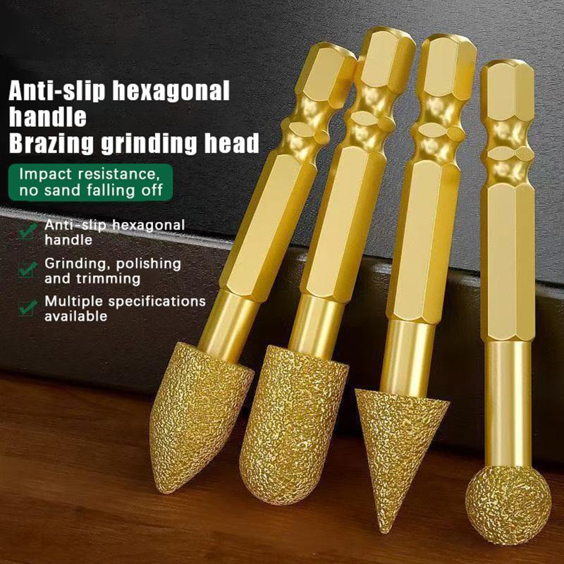 3/7Pcs Diamond Grinding Head Tile Rotary File Polishing Head For Iron, Stainless Steel, Ceramic, Tile, Fits Drill