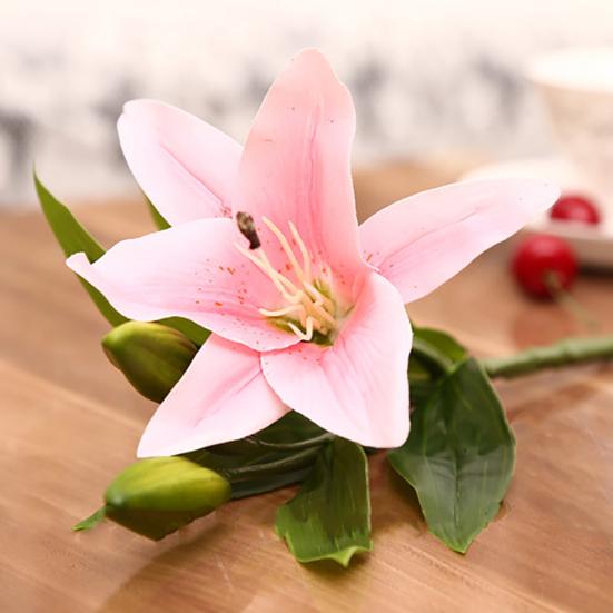 3 Heads Artificial Fake Lily Flowers Bouquet Home Garden Party Wedding Decors