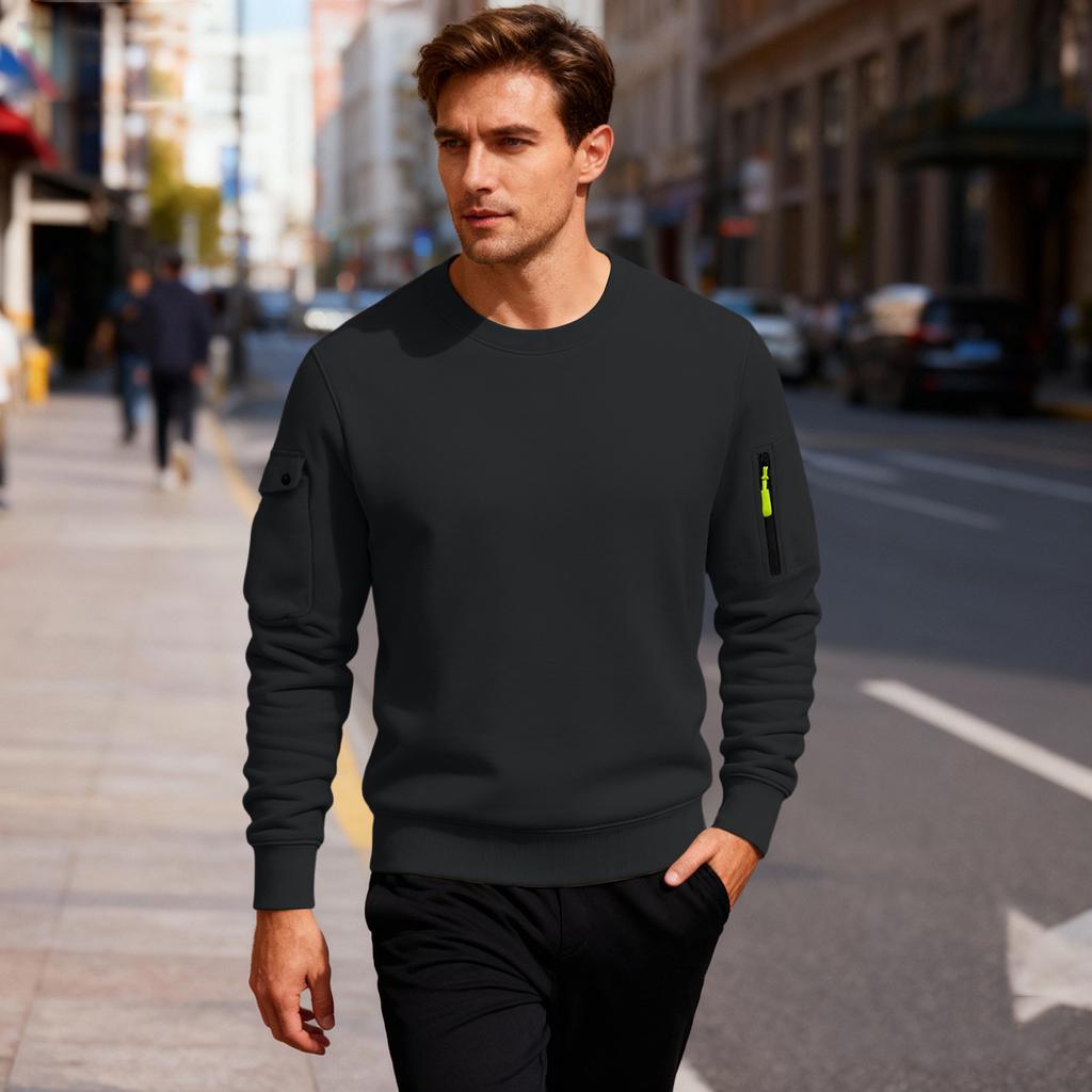 Men'S Fleece Round Neck Pullover With Fleece Solid Color Hoodie And Fleece Fleece Fleece Jacket
