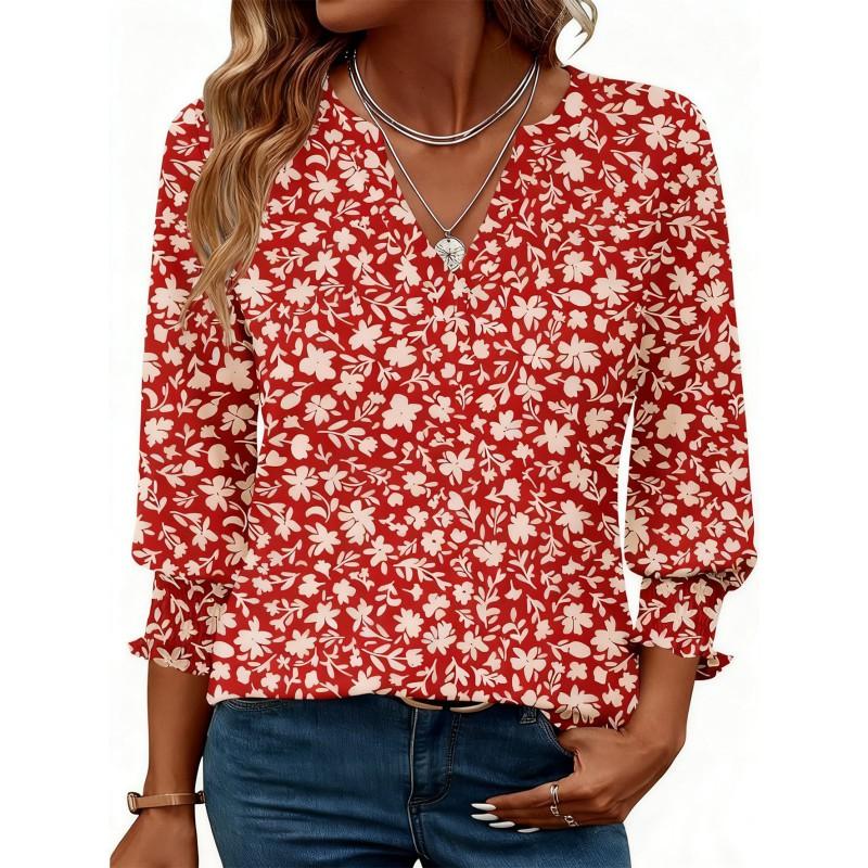 

Женская повседневная рубашка-блузка с V-образным вырезом S