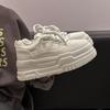 European station little white shoes women's 2025 autumn and winter new velvet platform casual sports shoes inner height increase black dad shoes
