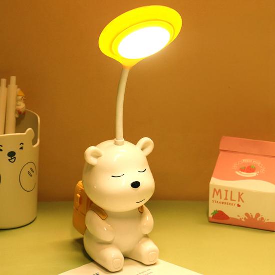 Cartoon Backpack Bear Desk Lamp USB Rechargeable Flexible Gooseneck Table Reading Light Home Office Bedroom Bedside Night Light