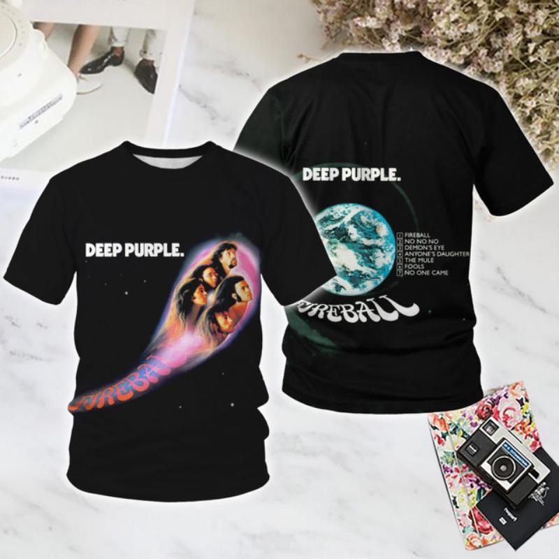 T-shirt Populaire Heavy Rock Metal Groupe Deep Purple Impression 3D Hommes/Femmes Manches Courtes T-shirt Mode Été Hip Hop Y2k Hauts