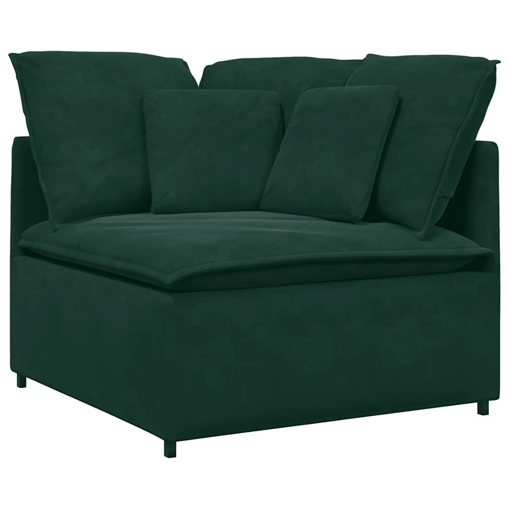 Modular Sofa with Cushions Velvet Dark Green