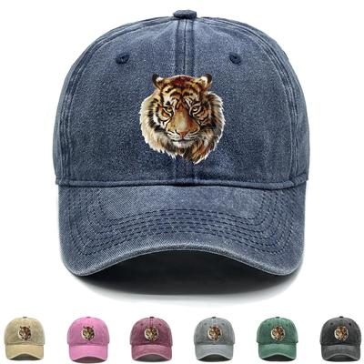 Baseballmütze mit Tiger-Print, verstellbar, aus gewaschener Baumwolle, Unisex, Outdoor-Mode, Mützen für Mädchen und Jungen