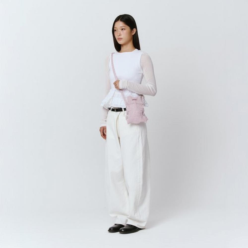 Pleatsmama Mini Crossbow Bag Pale Pink Glitter