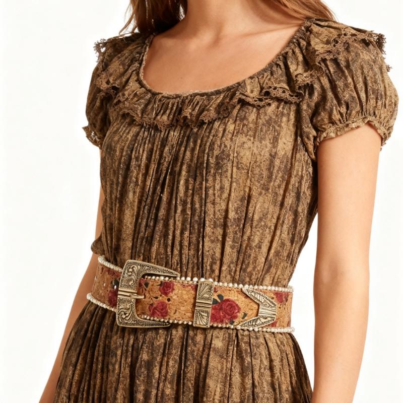Smooth PU Leather Women's Timeless Belt Modern Rose Design Comfortable Waistband For Daily Use And Extended Wear