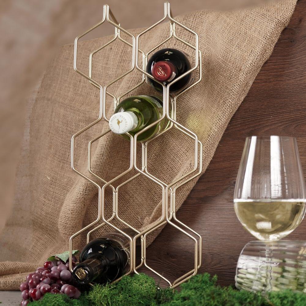 Gold Metal Wine Rack For 8 Bottles, 23X48 Cm