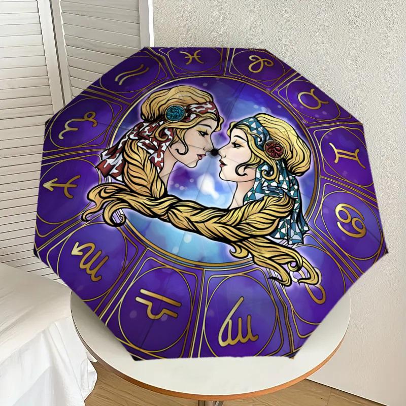 

1pc Astrological Twins Connection Umbrella with Plastic Handle,Suitable for All Seasons Home Travel Outdoor UmbrellaDD1091