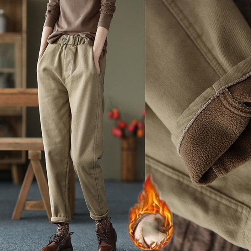 Velvet Thickened Feet Harem Pants Women's Autumn Winter Fashion Slim Trousers