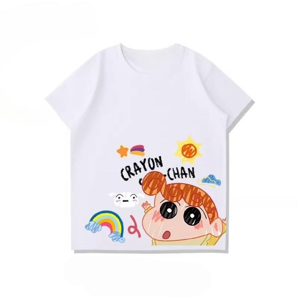 2026 Neue Sommer Kollektion Weiß für Eltern und Kinder, Crayon Shin-chan Familie Reine Baumwolle T-Shirts, Lockere Freizeit Oberteile