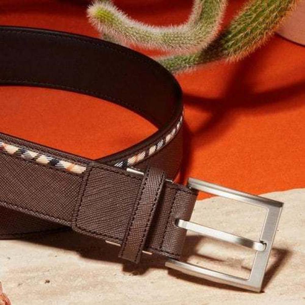 Daks Коричневый в клетку Ремешок Линия Коровья кожа Пряжка Ремень Dbbe5e202w3 Single option