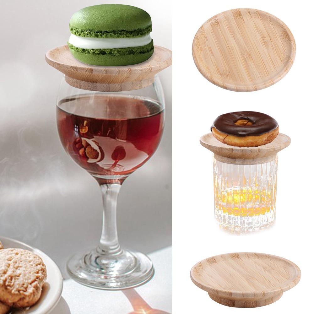 Charcuterie Board Safety Wine Coaster Wooden Non-toxic Wooden Red Wine Lid Odorless Splashproof Dessert Wooden Tray Bar Supplies
