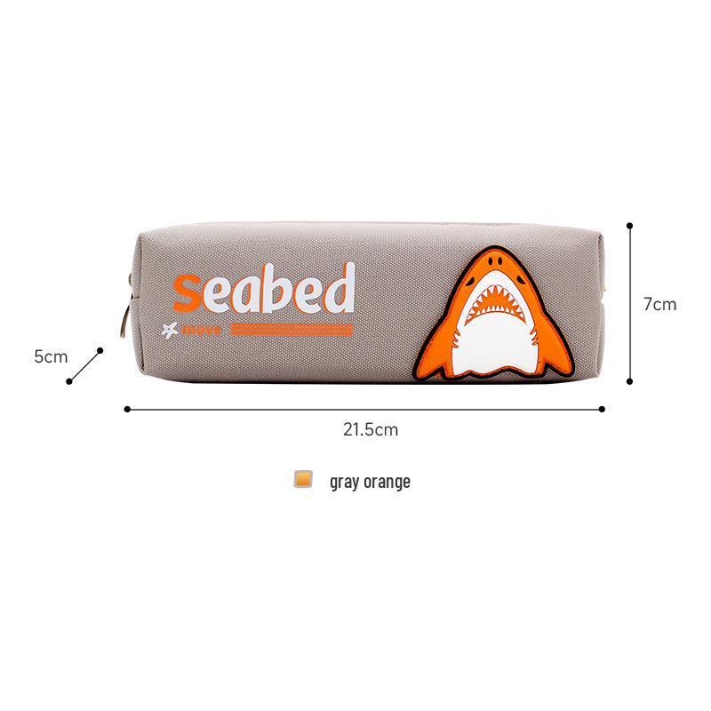 

Shark Pattern Double Layer Oxford Cloth Large Capacity Pencil Case оранжевый/серый