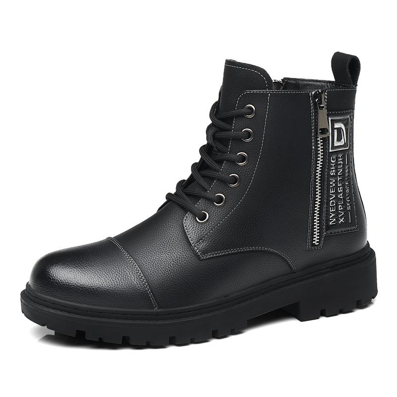 Autumn and winter new Martin boots men's trend retro black tooling boots velvet platform casual boots