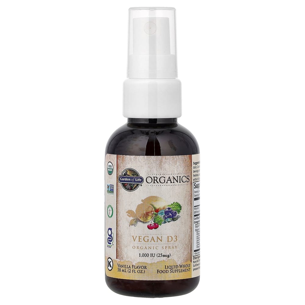 Garden of Life MyKind Organics Vegan D3 Spray Vanilla, 25mcg (1000IU), 58ml (2 fl oz)