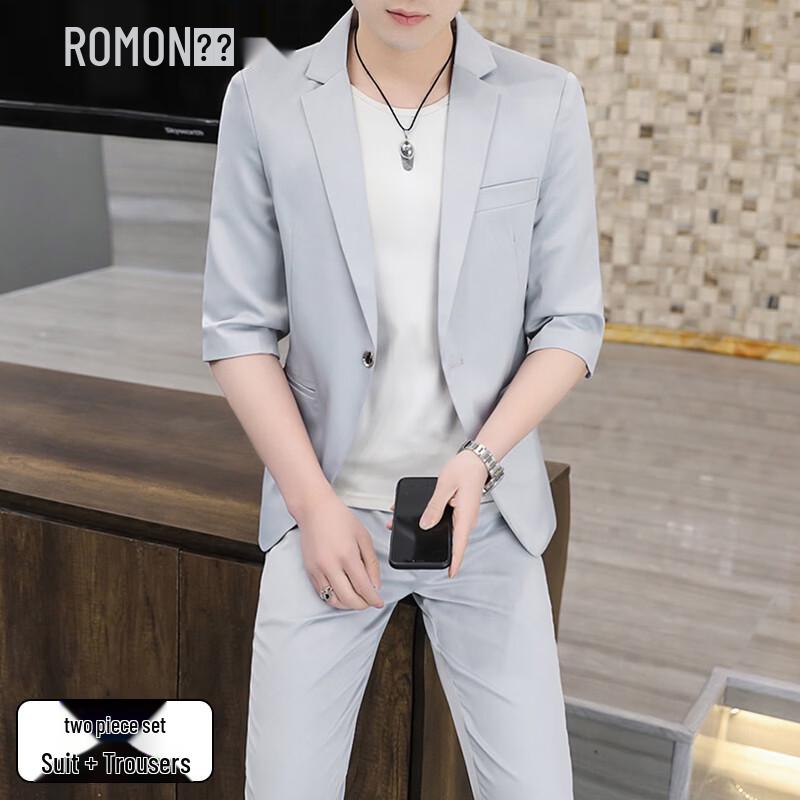 

Romon Men s Thin Luxury Suit Set L