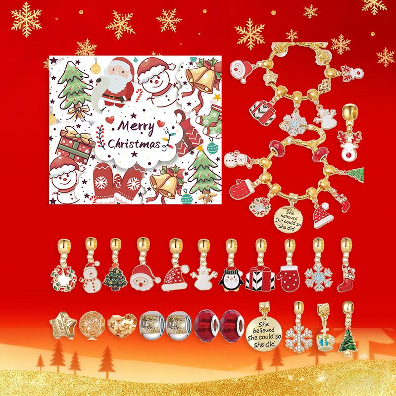 Necklace Pendant Christmas Countdown Advent Calendar Blind Box Christmas Themed Diy Bracelet