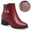Women's thick-heeled short boots, autumn and winter new single boots, soft leather and velvet leather shoes