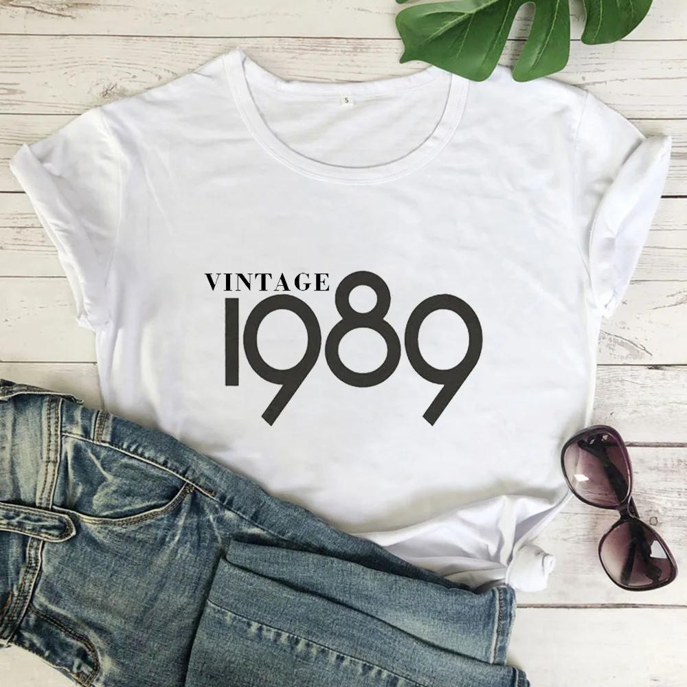 Vintage 1989 Letter Print Women T Shirt Short Sleeve O Neck Loose Women Tshirt Ladies Tee Shirt Clothes Camisetas Mujer