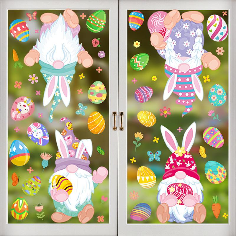 9 ks velikonoční samolepky na okno Happy Easter Bunny Window Clip for Glass Dveře