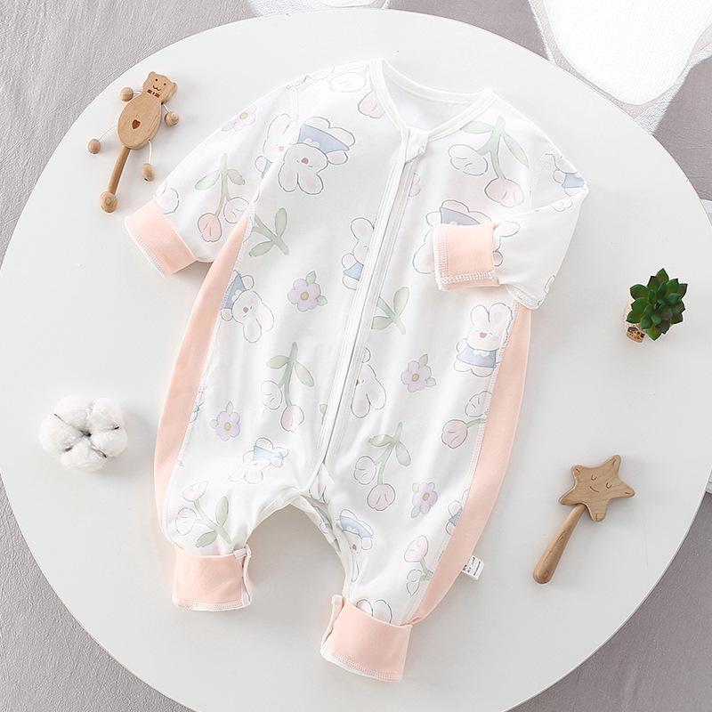 Spring Cotton Baby Sleeping Bag Pajamas: Long Sleeve Split Leg with Zipper
