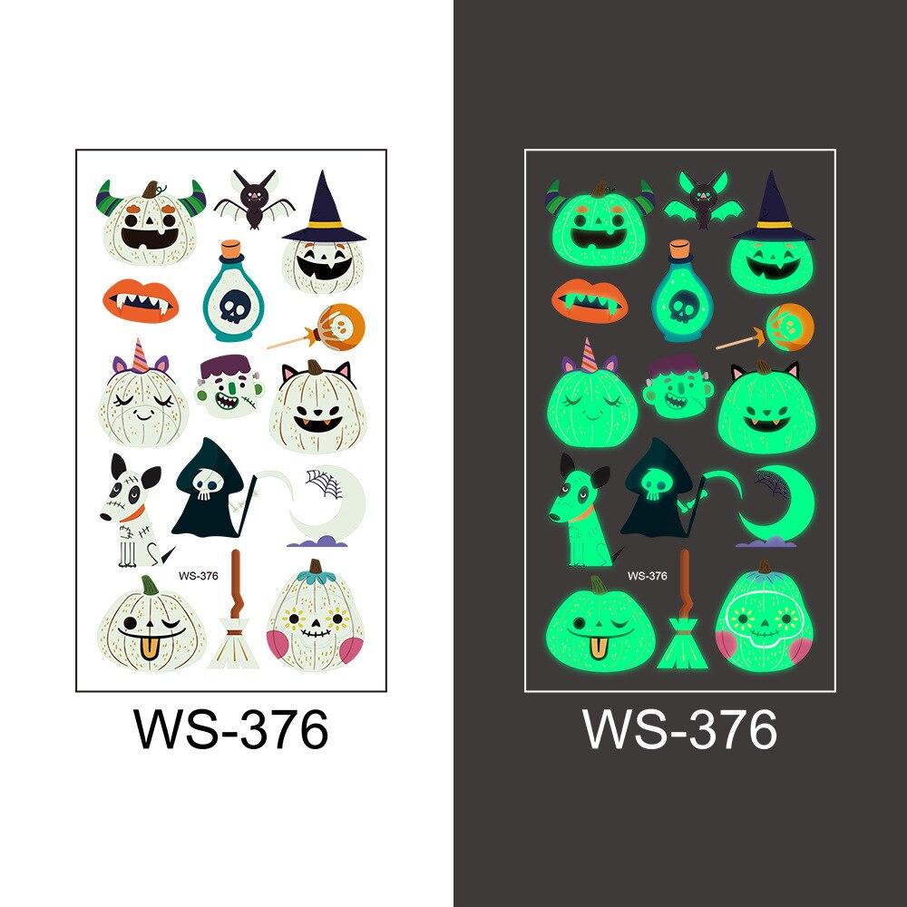 1pc Luminous Tattoo Ghost Taty Fake Tattoo Glowing In Dark Waterproof Temporary Tattoo Stickers Halloween Party for Kids