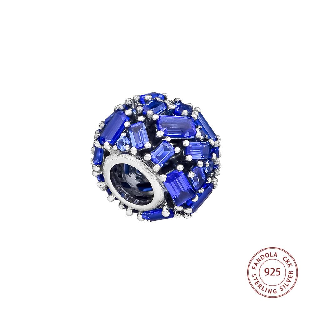 925 Sterling Silver Blue Chiselled Elegance Charm korálky pro výrobu šperků Fit Europe korálkové náramky DIY šperky