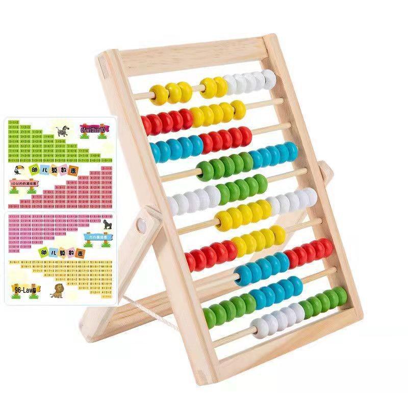 10-Row Wooden Abacus for Elementary School Math: Early Childhood Addition, Subtraction, and Counting Teaching Aid.