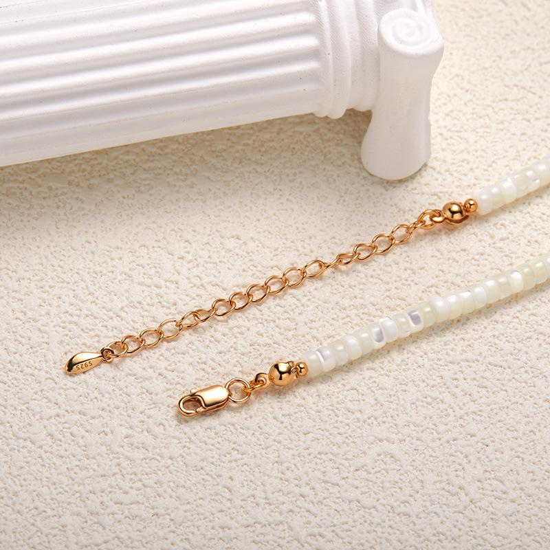 Original Design S925 Sterling Silver Natural White Shell Color Treasure Bracelet Women'S Exquisite Hand-Spliced Beads