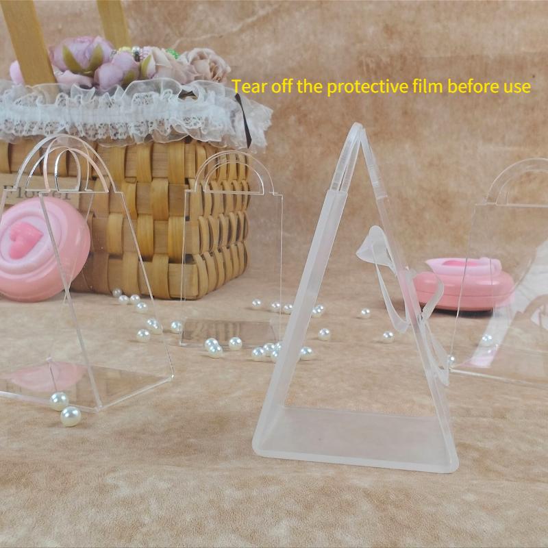 Candy Handmade Gift Box, Triangular Acrylic Packaging Box, Gift Decoration Handle Basket, Transparent High-end Wedding Decoration Box