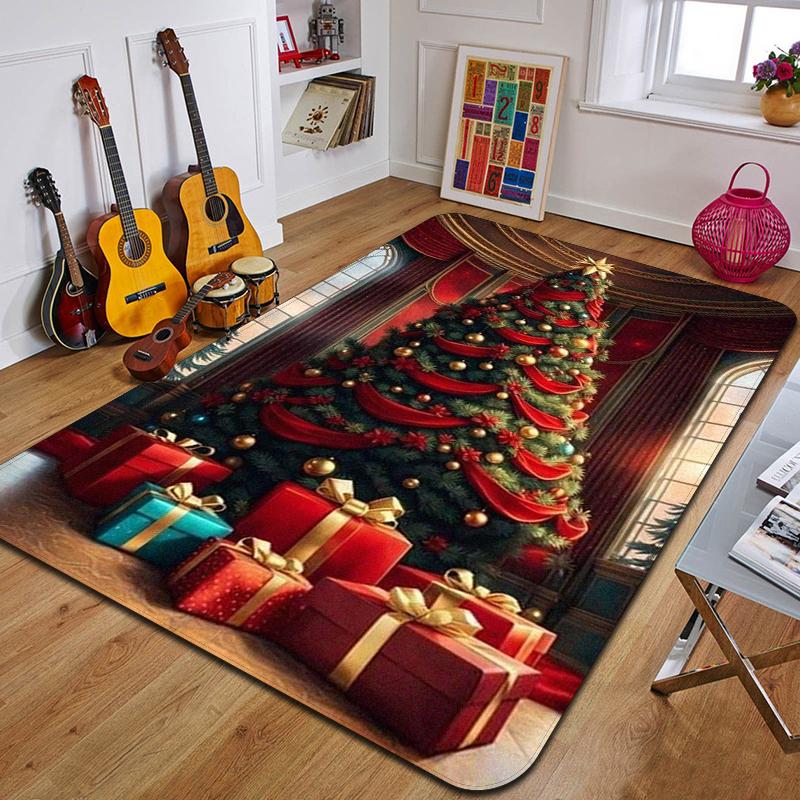 C-Weihnachten Bedruckter Teppich Eingang Fußmatte Wohnzimmer Schlafzimmer Badezimmer Rutschfester Teppich Heimdekorative Fußmatte Neujahrsgeschenk