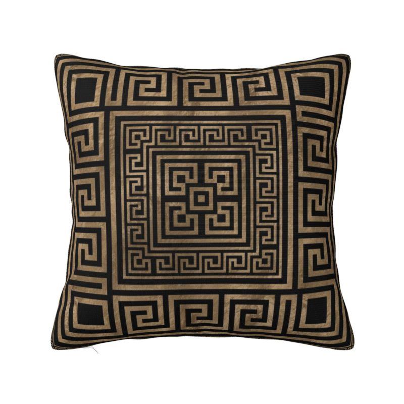 Luxury Greek Meander Black And Beige Design Cushion Cover for Sofa Soft Pillow Case Home Decorative
