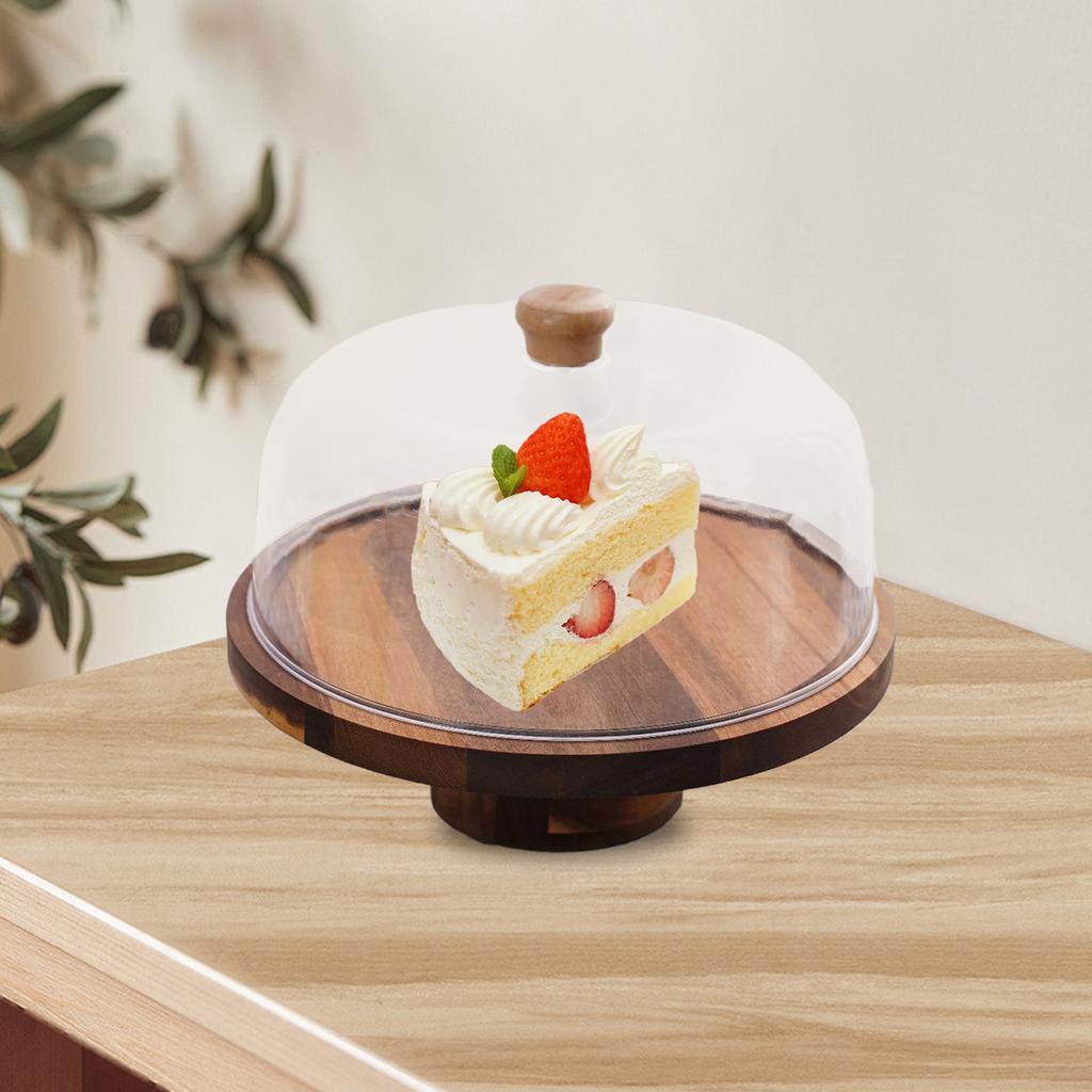 12-Inch Wooden Round Cake Box Pastry Storage Holder Dessert Container Cover Case Cake Cupcake Storage Display Rack Accessories