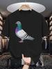 Unisex Crew Neck Tee Realistic Pigeon Bird Animal Graphic Print Soft Cotton Loose Short Sleeve Summer Casual Male Streetwear Tops