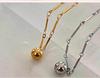 18K Gold Plated Titanium Steel Round Ball Pendant Necklace - Lightweight Luxury Clavicle Chain