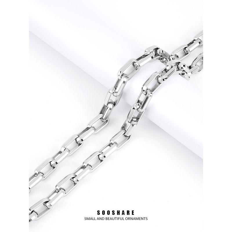 Sooshare Square Buckle Thick Cuban Necklace Men s and Women s Hip Hop Clavicle Chain Ins Niche Style European Hip Hop Hip Hop Titanium Steel Necklace 45CM