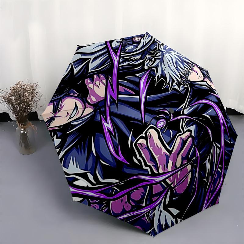 1pc Killua & His Companion Automatic Opening Closing Umbrella with Foldable Design, Iron Frame, Outdoor Use Perfect Gift for Fans, Travelers, Daily Us