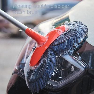 Car Washing Mop with Rotating Double Brush Head Telescopic Retractable Design Double Layer Car Wash Brush for Easy Cleaning Rags