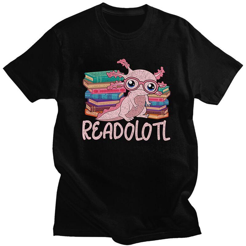 

Custom Bookworm Readolotl Axolotl T Shirt for Men Pure Cotton Tshirt Fashion Tees Short Sleeve Animal T-shirts Clothing Gift ... 5XL різнокольоровий