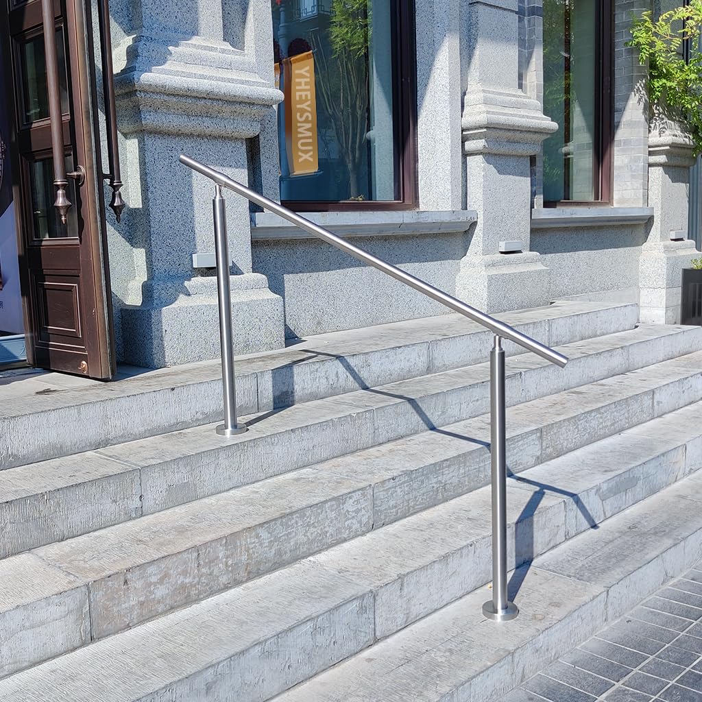 YHEYSMUX 160x85cm Outdoor Stairs Handrail 304 Stainless Steel Handrail DIY Entrance Adjustable Angle Indoor Outdoor Use Easy Installation Load