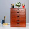 Organiseur de bureau rétro en bois à 5 niveaux Bymaocar, étagère vintage avec tiroir, non toxique, idéal pour les personnes âgées, pour bureau, chambre ou coiffeuse.