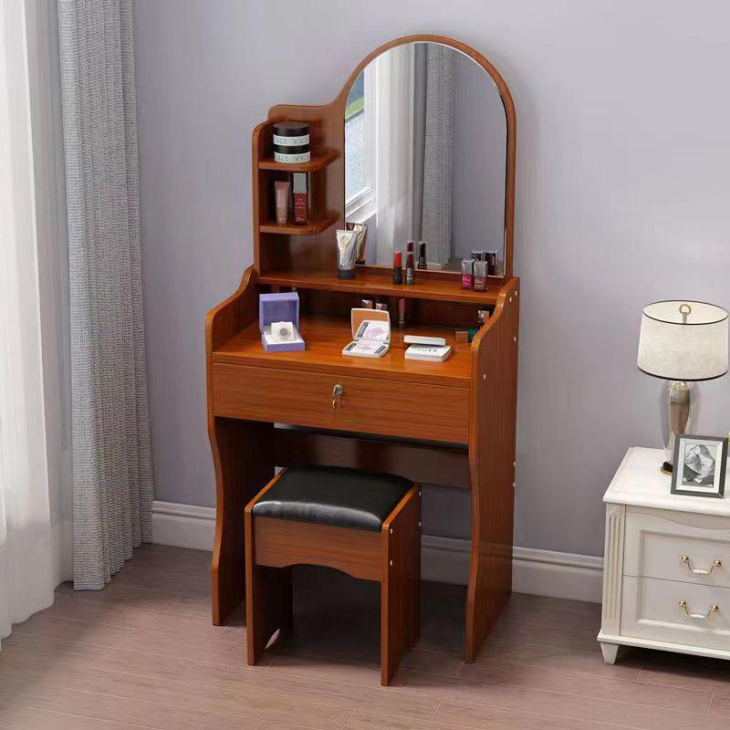 Compact Modern Makeup Dressing Table with Sliding Mirror and Integrated Storage